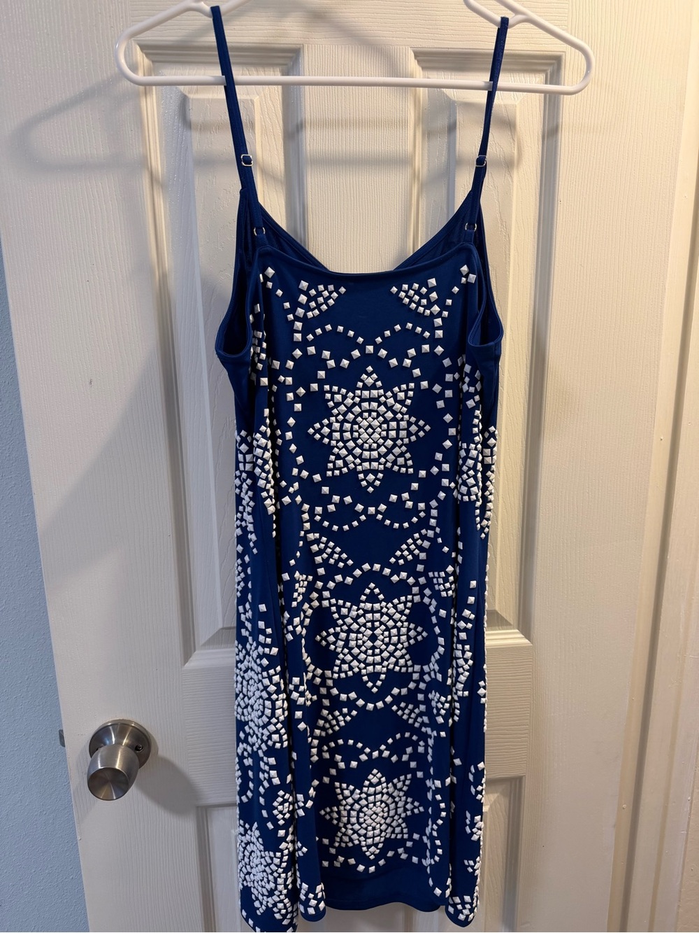 Michael Kors Navy Blue and White Studded Mini Dress - Picture 1 of 3